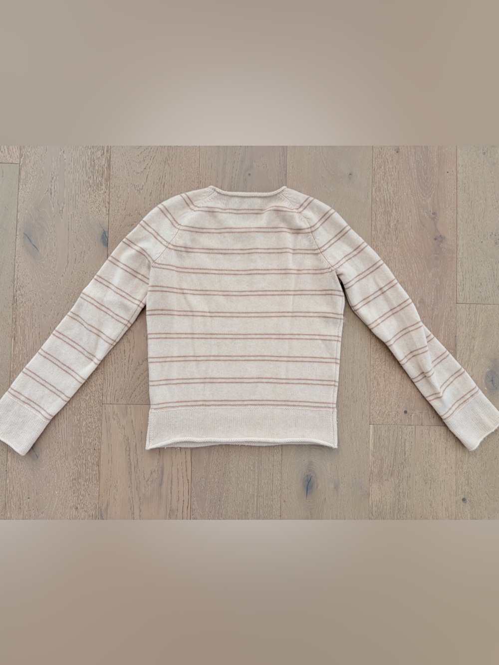 Vince Railroad Stripe Cream with Camel Stripes Cashmere / Wool blend Sweater - Picture 2 of 6